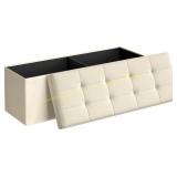 SONGMICS MAZIE Folding Storage Bench, cream