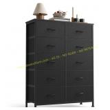 KMFurnila Dresser with 10 Drawers, Fabric,Wood Top