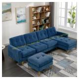 Velvet 110" Sectional with Ottoman