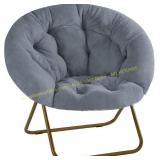 Elevon Saucer Chair Faux Fur Padded Seat Grey