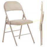 Padded Folding Chairs Set of 2, Dark Tan