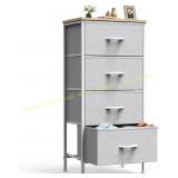 DUMOS 4-Drawer Nightstand, Wood Top, Gray