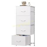 WLIVE Dresser with 4 Drawers, White, Wood Top