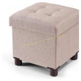 BRIAN & DANY Small Ottoman with Storage Beige