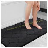 OLANLY Memory Foam Bath Mat Rug 47x24, Black