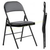 Padded Folding Chairs Set of 2, Black
