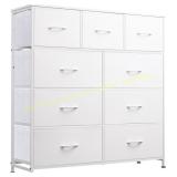 WLIVE 9-Drawer Dresser with Fabric Bins, White