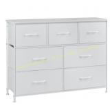 ZUNMOS 7-Drawer Fabric Dresser, White, Chest