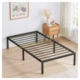 Twin Size 14" Metal Platform Bed, Slats, Black