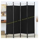 Oriental 4-Panel Folding Room Divider, Black