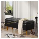 VECELO 44" Ottoman Bench with Storage, Black