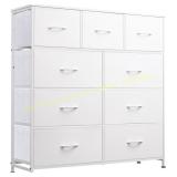 WLIVE 9-Drawer Dresser with Fabric Bins, White