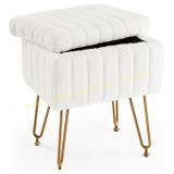 Yapamar Vanity Stool with Storage, Faux Fur