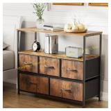 ZUNMOS TV Stand, 5 Drawers, 45' TV, Rust Brown
