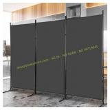 3-Panel 6 Ft Room Divider, Grey