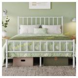 Yaheetech 14-Inch Full Metal Bed Frame, White