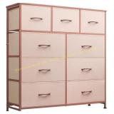 WLIVE 9-Drawer Dresser with Fabric Bins, Pink