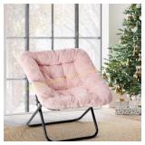 Concetta Folding Saucer Chair, Faux Fur Pink