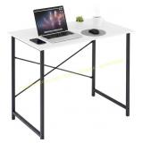 Computer Desk 32" White, Metal Frame, MDF Desk