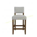 Homepop Gray Woven Open Back Wood Bar Stool