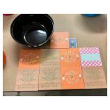 Black Halloween Bowl w/ Floral Signs