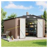 10x12 FT Outdoor Storage Shed, Lockable Doors