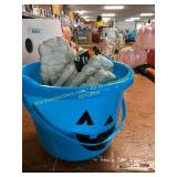 Pumpkin Bucket W/ Skeleton Hands & Crayons