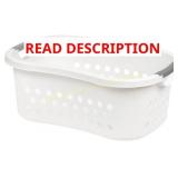 50L Laundry Basket with Handles, White Plastic 3-c