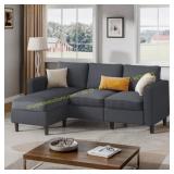 Walsunny Convertible L-Shape Sleeper Sofa w Stool