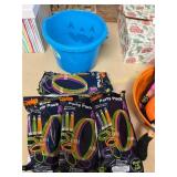 Blue Halloween Pail w/ glow sticks