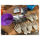 Purple Halloween Pail w/ Halloween items