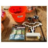 Orange Halloween Pail w/ Halloween Decor