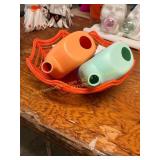 Orange Spiderweb Bowwls w/ Water Pots