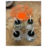 Orange Spiderweb Bowl w/ plastic cups set