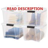 IRIS 30L Plastic Storage Box w/ Lid - 4 Pack