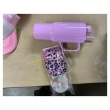 Plastic Pink Water Bottle w/ accessories