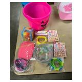 Pink Halloween Pail w/ Decorative Items