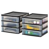 IRIS 3-Drawer Organizer, 2-Pack, Black