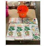 Orange Halloween Pail w/ Fall Decorations