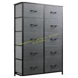 WLIVE 10-Drawer Fabric Dresser, Dark Gray