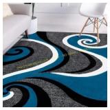 Luxe Weavers Turquoise Swirls Abstract Rug 4x5