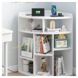 VECELO Corner Cube Shelf with USB Ports - BLACK