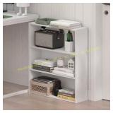 White Wood 3-Shelf Bookcase, 26.42 in. Tall