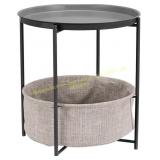 Amazon Basics Round End Table, Charcoal/Gray