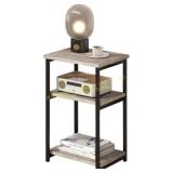 Garvee 3-Tier End Table with Storage Gray