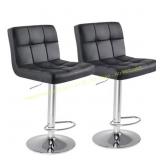 edx Bar Stools, 2, PU Leather, Swivel, Black
