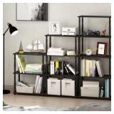 57.4 in. Americano/Black Etagere 5-Shelves