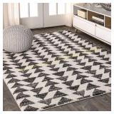 Aisha Moroccan Triangle Rug, Cream/Black 3x5