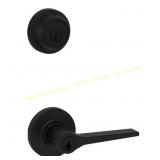 Hollis Round Rose Matte Black Lever + Deadbolt