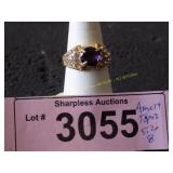 Simulated amethyst and topaz ring size 8